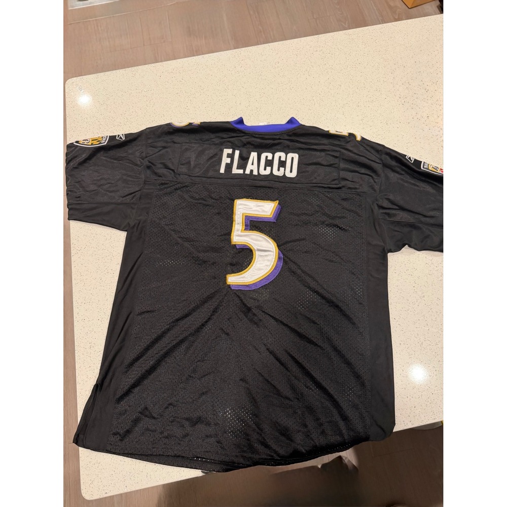 Reebok Joe Flacco Baltimore Ravens NFL Jersey Black Stitched Size 54 Mens